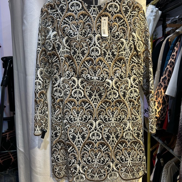 Valentino Garavani Black and Gold Mini Dress